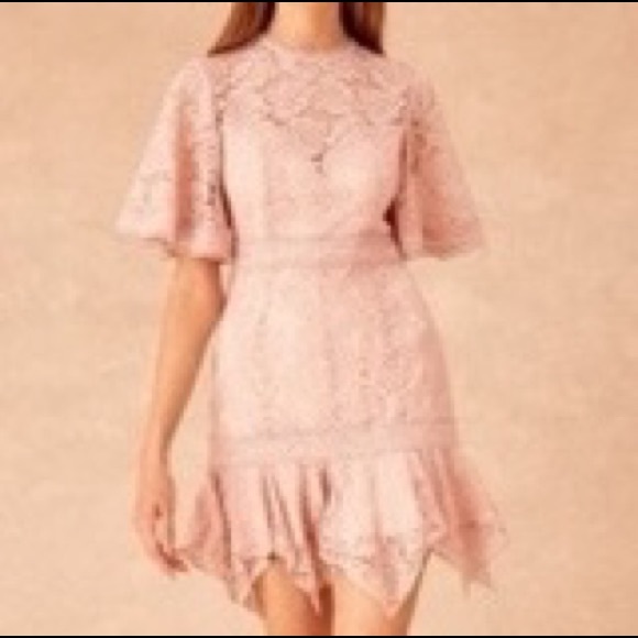‼️SOLD‼️pink lace dress w/ short ruffle sleeves - Picture 2 of 3